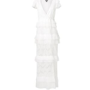 Just Cavalli by Roberto Cavalli Dress White Lace Gown Pleated Flounce size 6